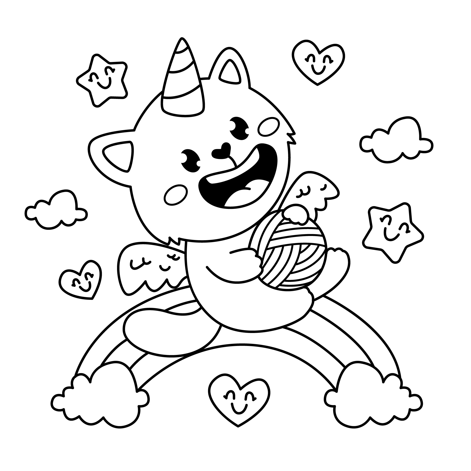 Coloriage Chat licorne