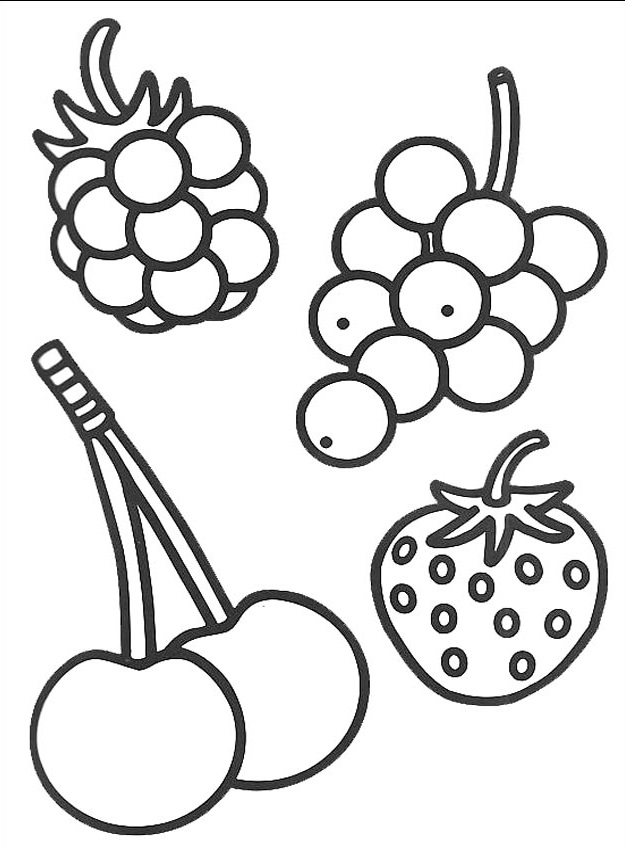Coloriage 4 Petits Fruits - Fruits à imprimer