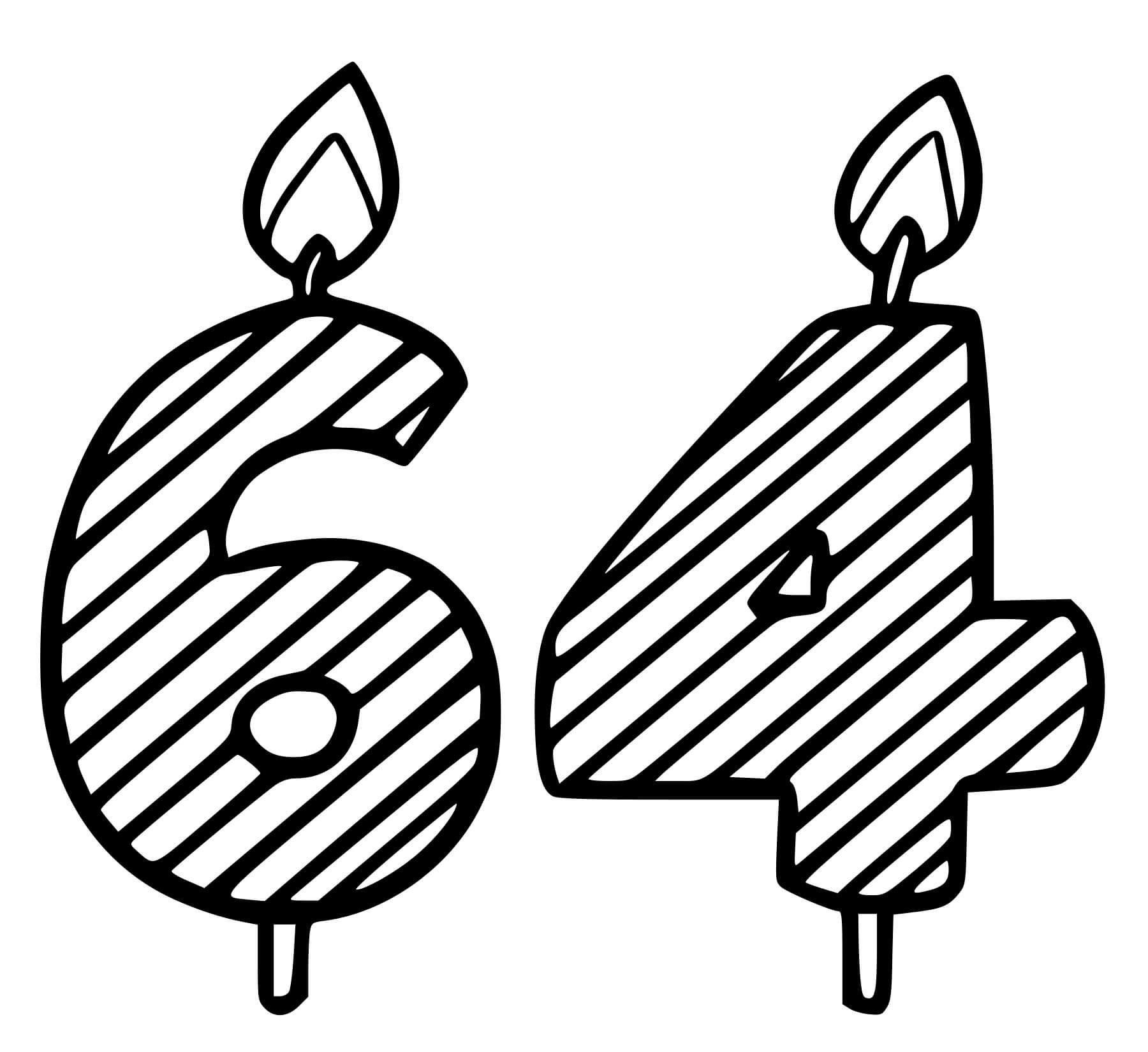 Coloriage 64 Ans - Anniversaire à imprimer