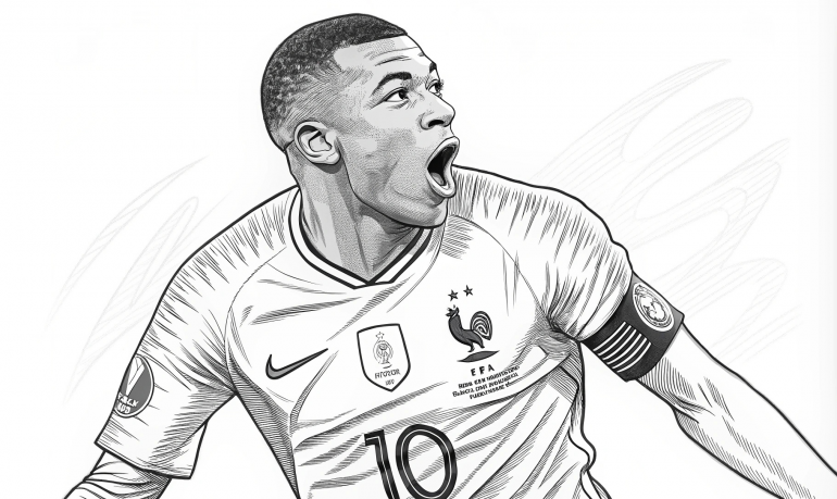 Coloriage 673398ec4a3e9 - Mbappé à imprimer