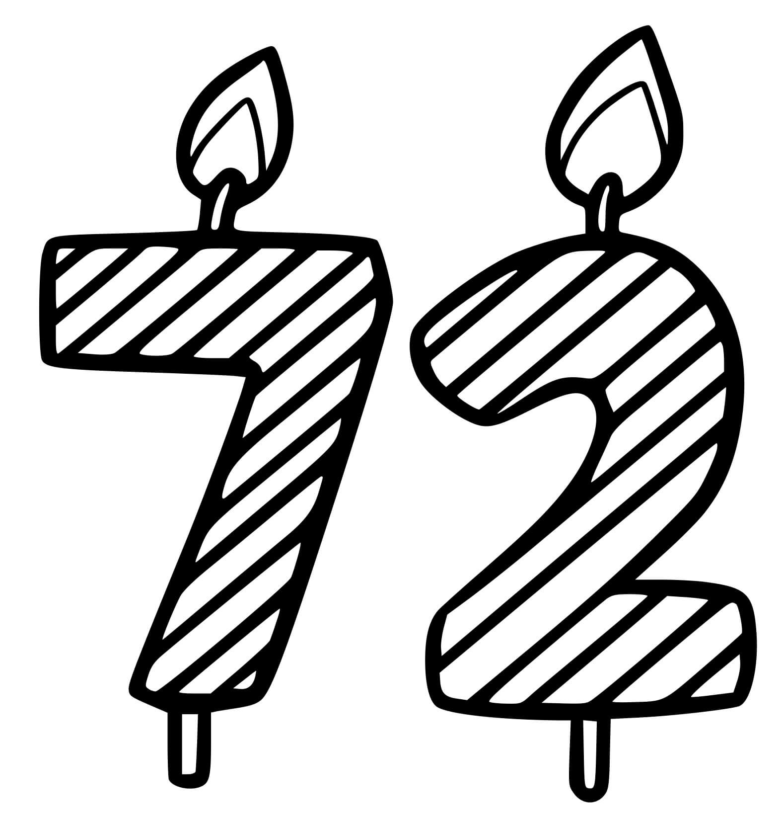Coloriage 72 Ans - Anniversaire à imprimer