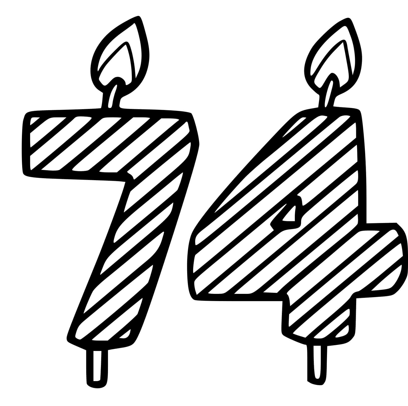 Coloriage 74 Ans - Anniversaire à imprimer