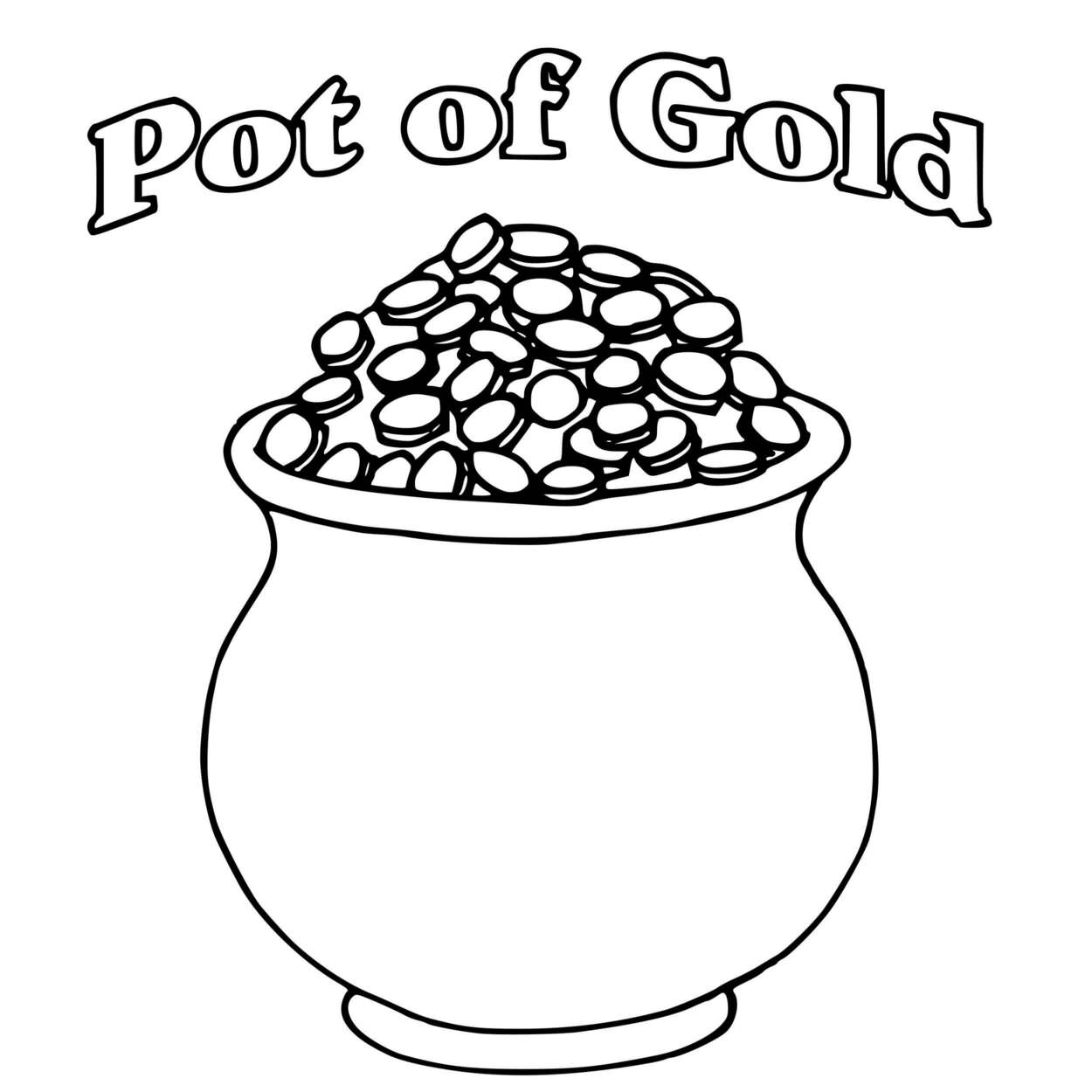 Coloriage A Pot Of Gold Full Of Coins St Patricks - Saint Patrick à imprimer