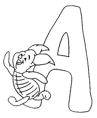 Coloriage A Porcinet - Alphabet à imprimer