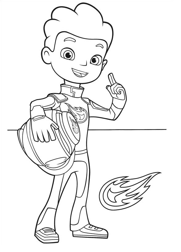 Coloriage AJ pilotant Blaze en course - Blaze et les Monster Machines à imprimer