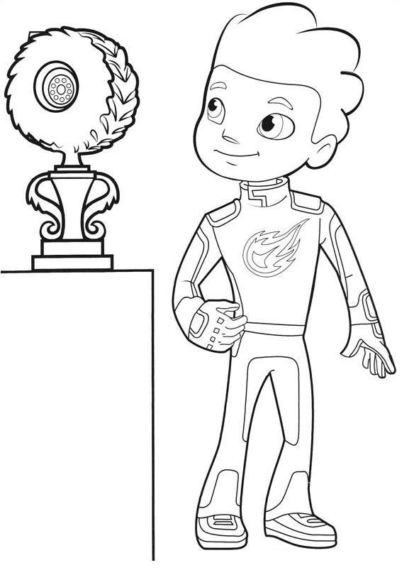 Coloriage Aj Pilote De Blaze 3 Remporte Une Coupe - Blaze et les Monster Machines à imprimer