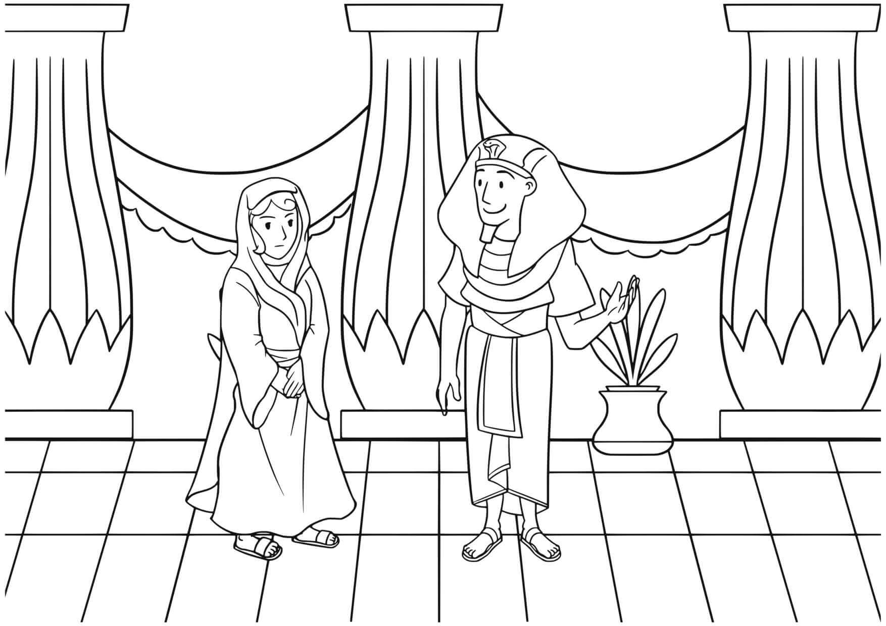 Coloriage Abram et Saraï voyage biblique - Jésus à imprimer