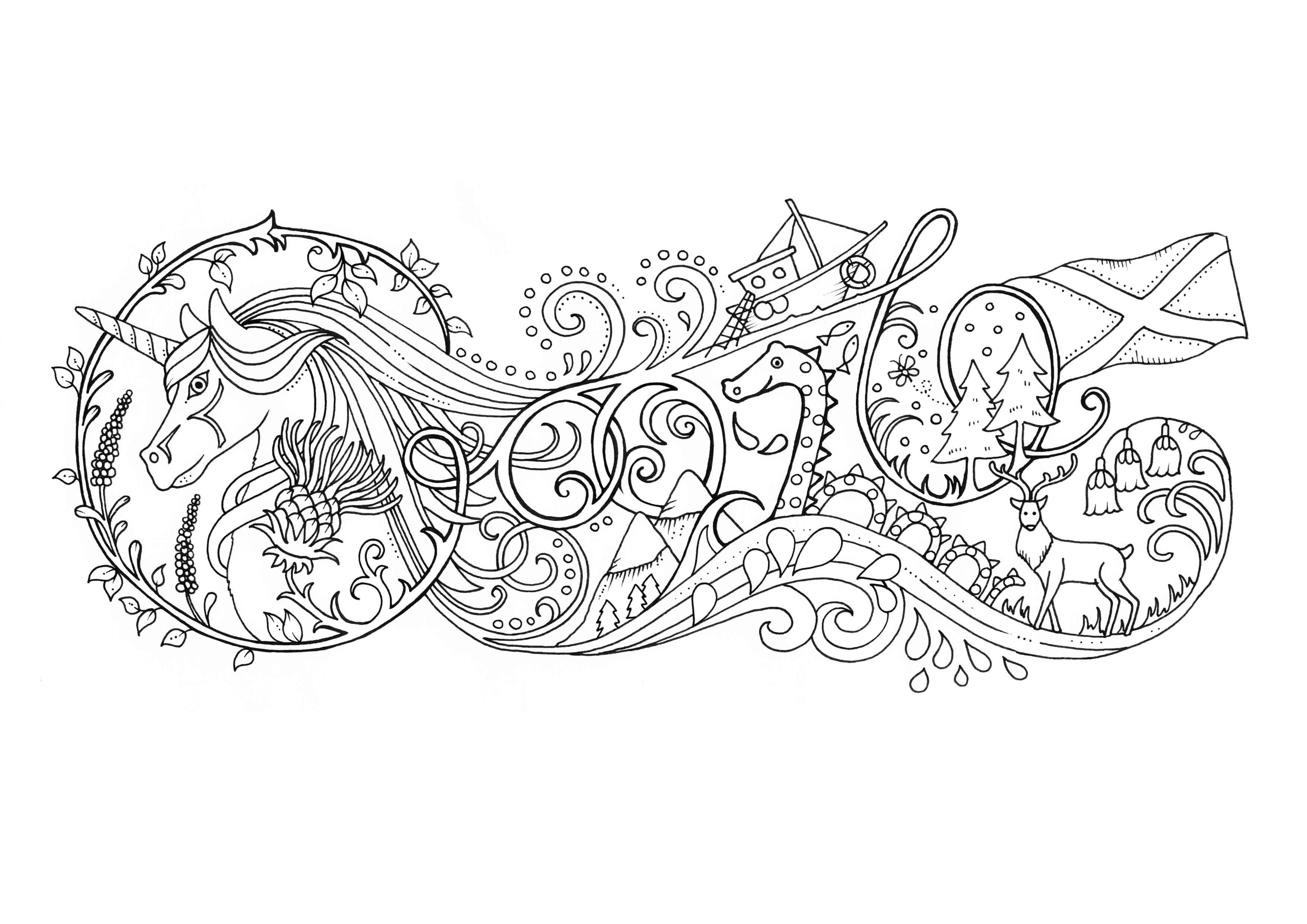 Coloriage Adulte Doodle Google Par Johanna Basford - Adulte par johanna basford à imprimer