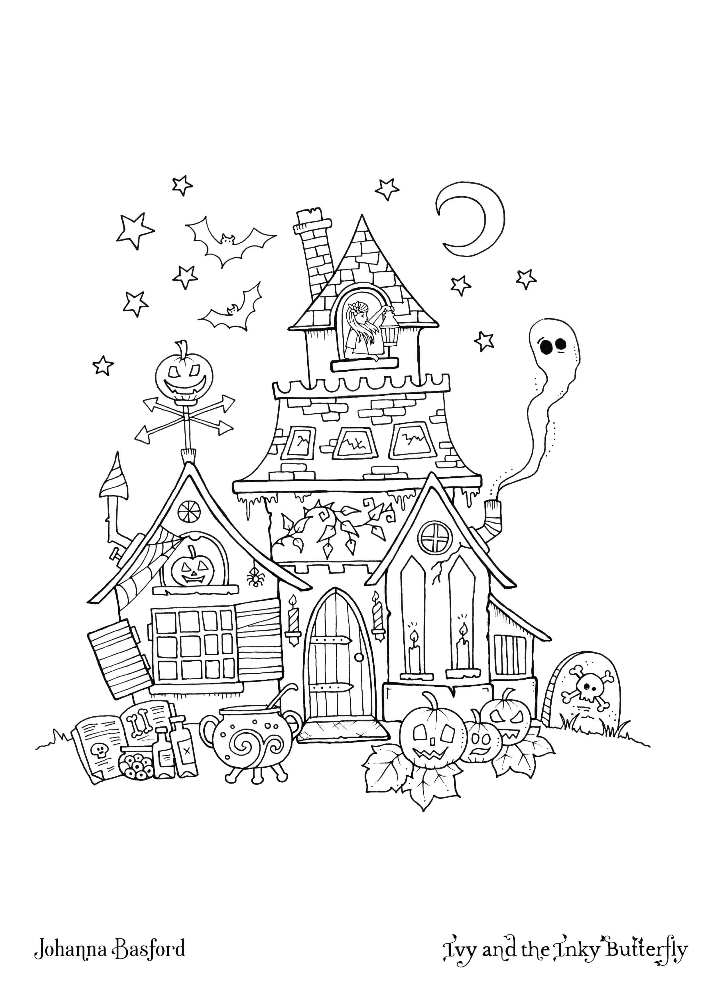 Coloriage Adulte Ivy Et Halloween - Adulte par johanna basford à imprimer