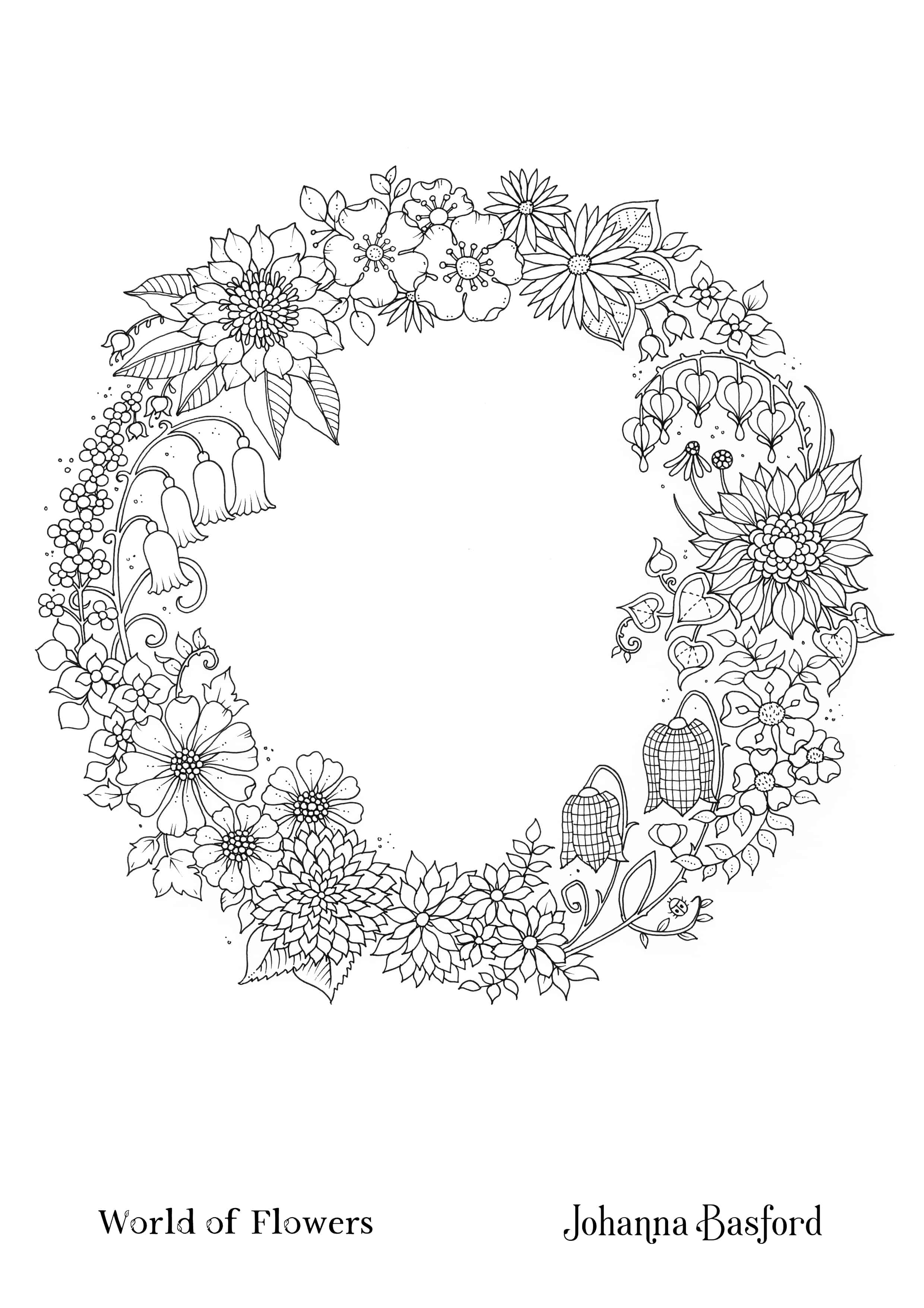 Coloriage Parterre fleuri artistique - Arrangements botaniques - Adulte par johanna basford à imprimer