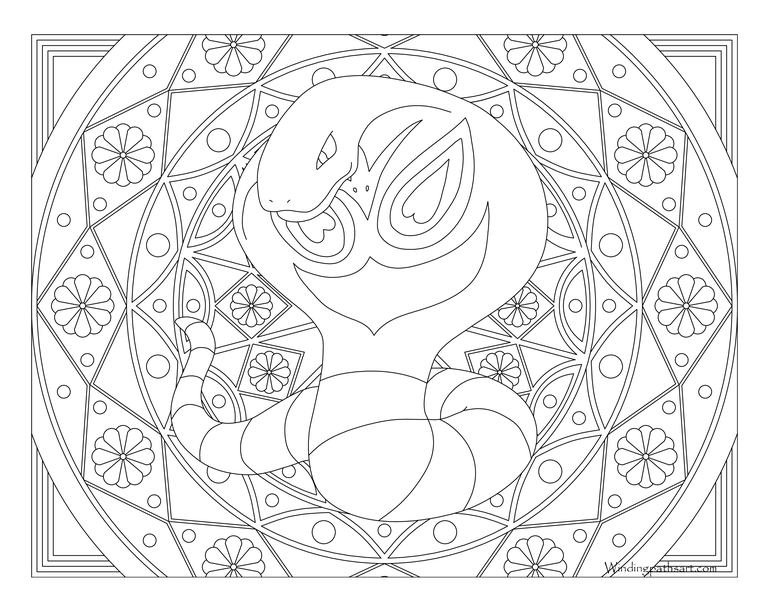 Coloriage Adulte Pokemon Mandala Arbok - Mandala pokemon à imprimer