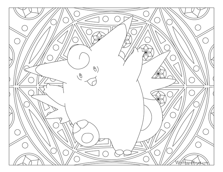 Coloriage Adulte Pokemon Mandala Clefable - Mandala pokemon à imprimer