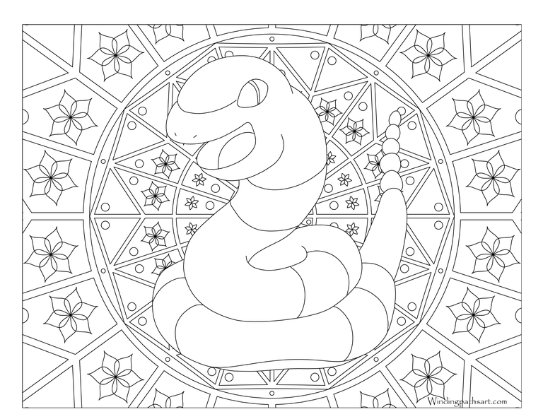 Coloriage Adulte Pokemon Mandala Ekans - Mandala pokemon à imprimer