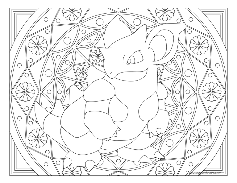 Coloriage Adulte Pokemon Mandala Nidoqueen - Mandala pokemon à imprimer