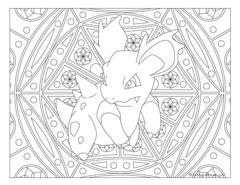 Coloriage Adulte Pokemon Mandala Nidorina - Mandala pokemon à imprimer
