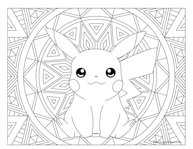 Coloriage Adulte Pokemon Mandala Pikachu - Mandala pokemon à imprimer
