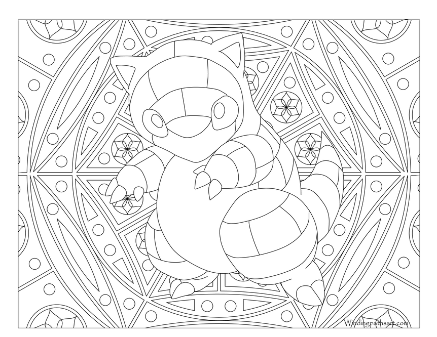 Coloriage Adulte Pokemon Mandala Sandshrew - Mandala pokemon à imprimer