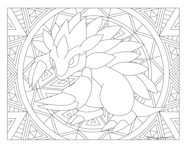 Coloriage Adulte Pokemon Mandala Sandslash - Mandala pokemon à imprimer