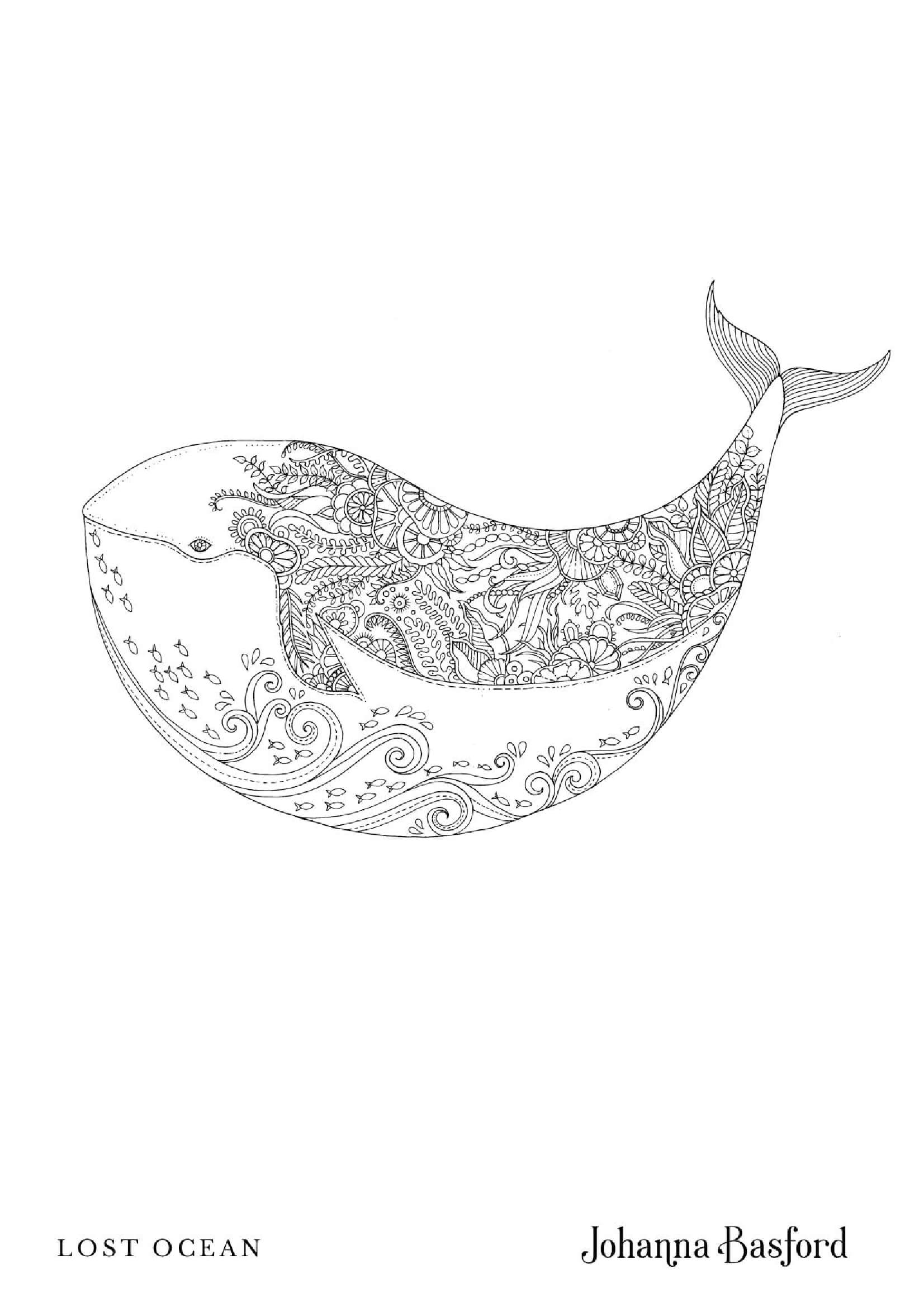 Coloriage Baleine de l'océan perdu - Adulte par johanna basford à imprimer