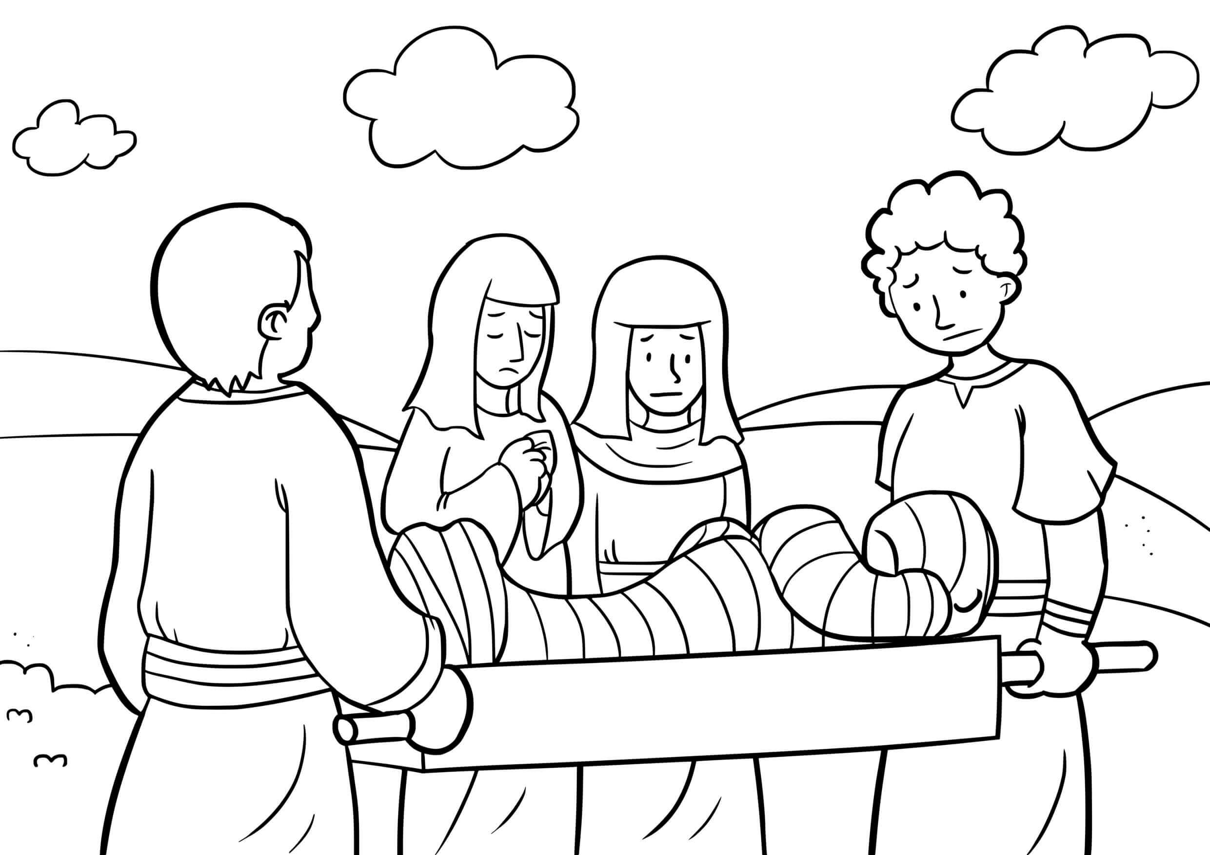 Coloriage Jésus et ses disciples en méditation - Jésus à imprimer