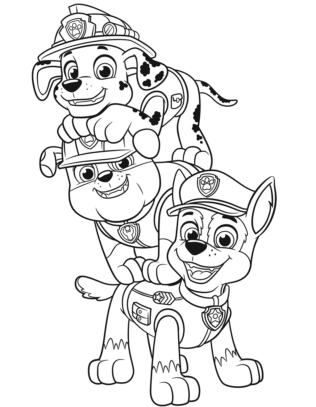 Coloriage Agreable Équipe Pat Patrouille Chiots Facile Maternelle - Pat patrouille à imprimer