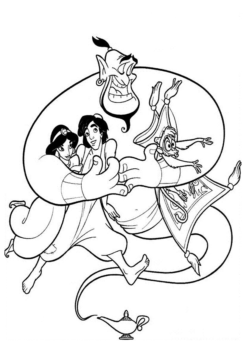 Coloriage Aladdin Jasmine Et Le Magicien - Jasmine à imprimer
