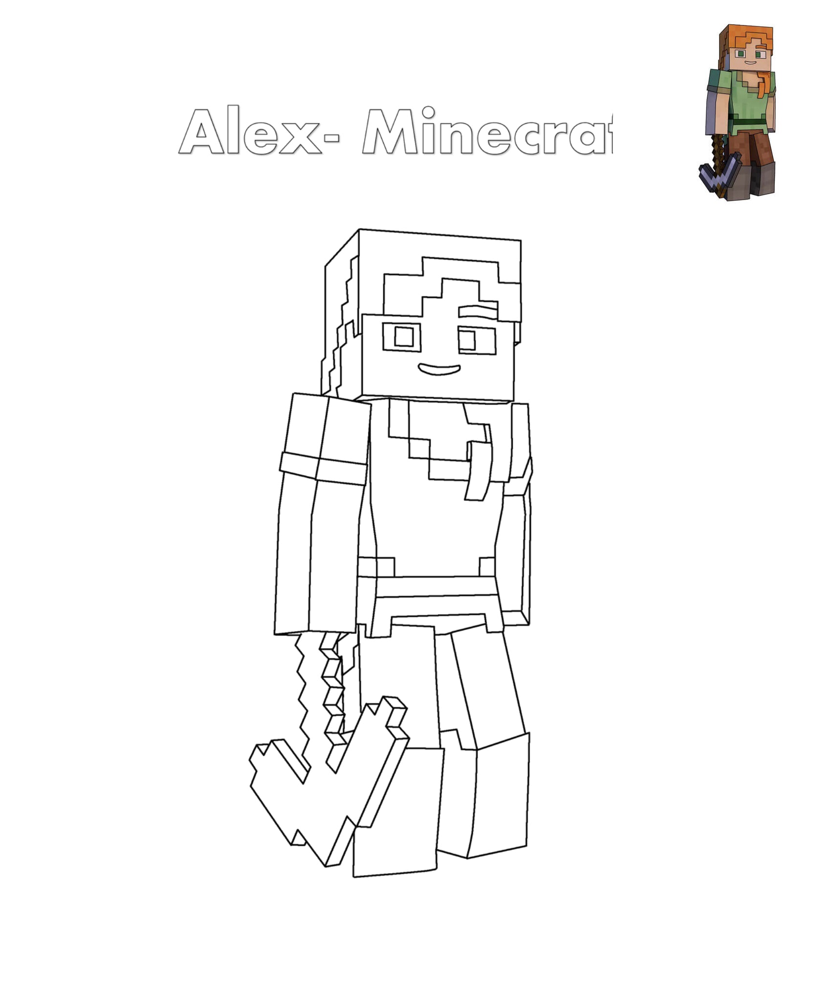 Coloriage Alex Minecraft - Minecraft à imprimer