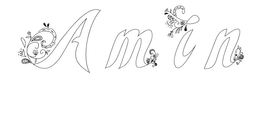 Coloriage Amin - Prénom à imprimer