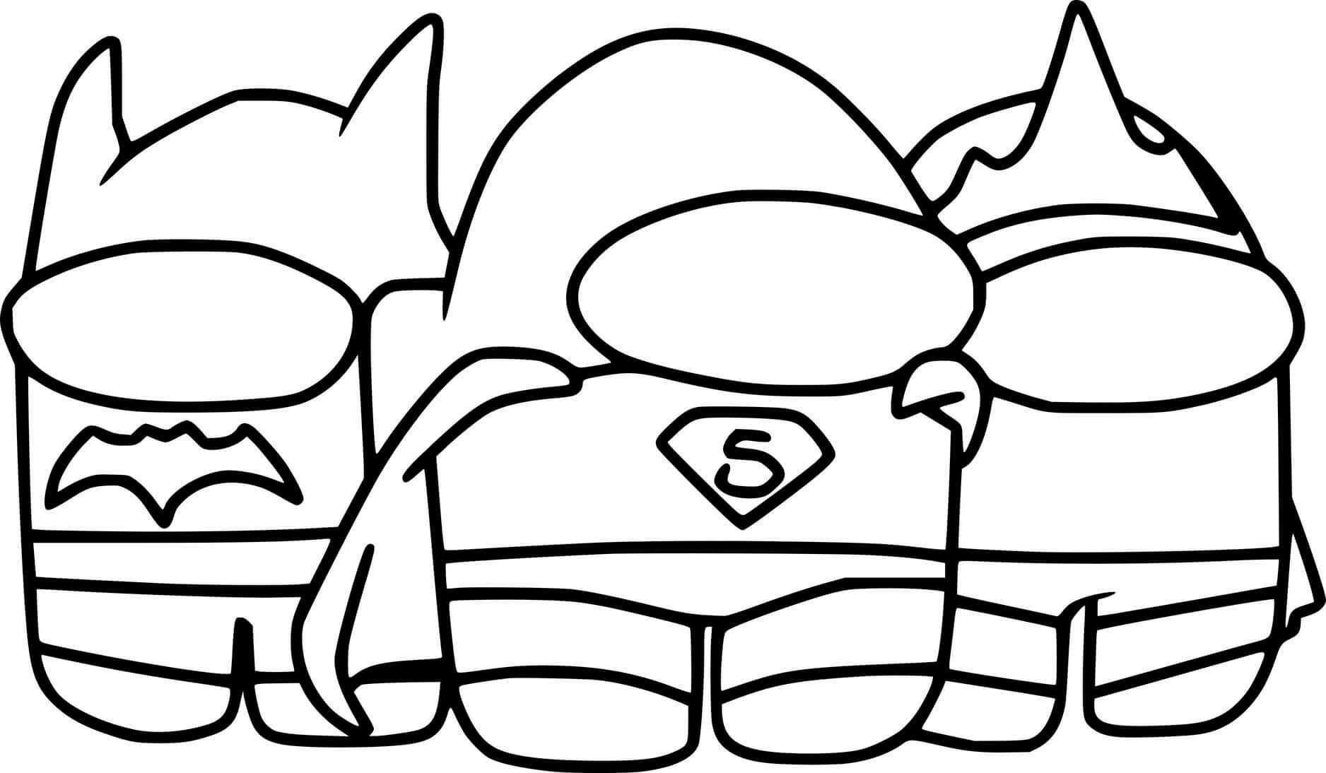 Coloriage Among Us Batman And Superman - Among us à imprimer