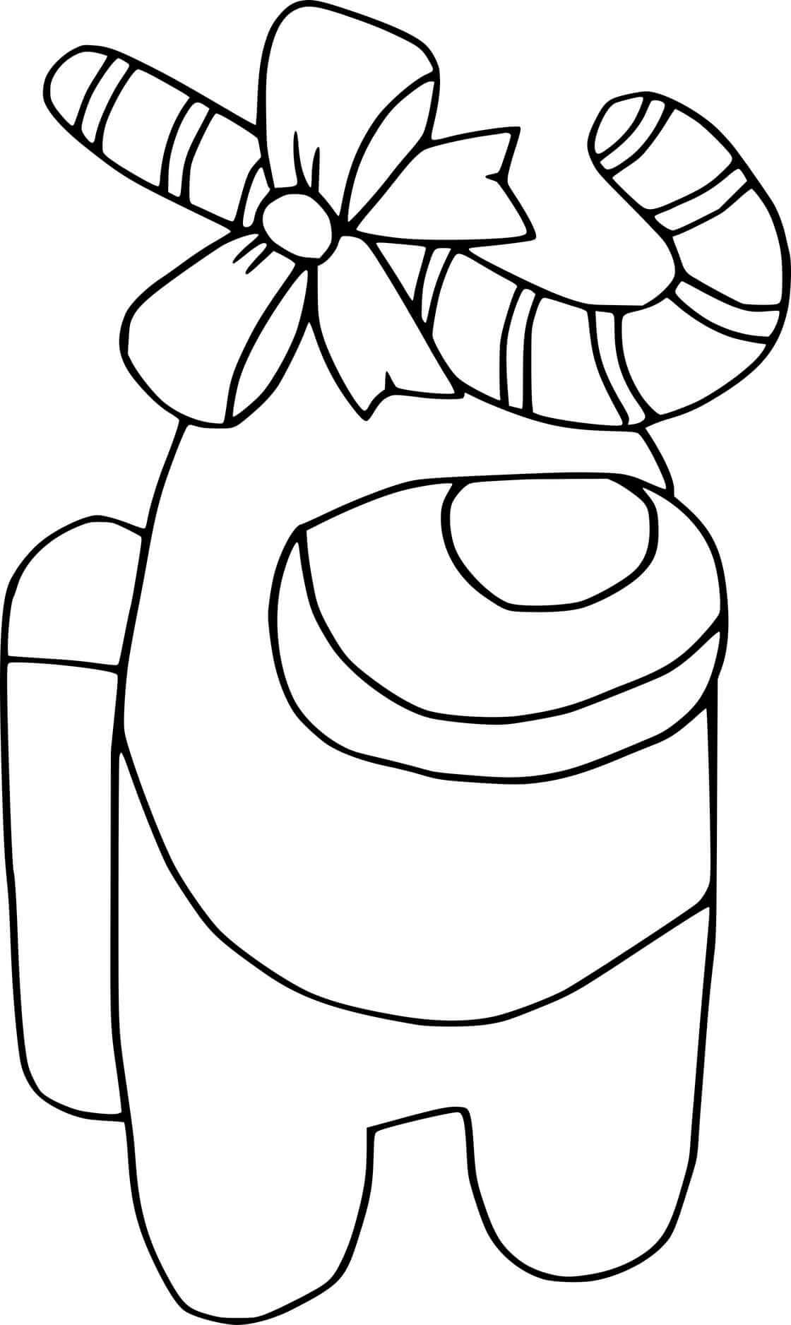 Coloriage Among Us Candy Cane Hat - Among us à imprimer