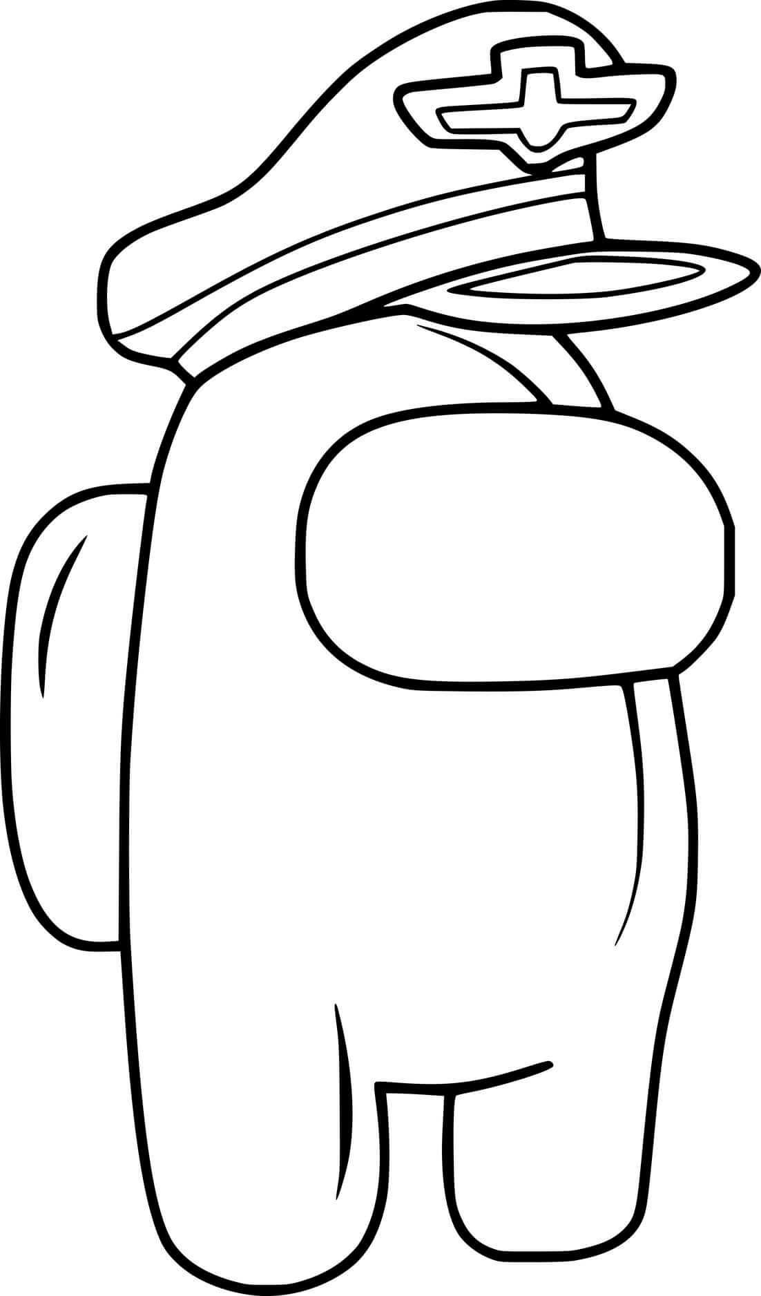 Coloriage Among Us Captain Hat - Among us à imprimer