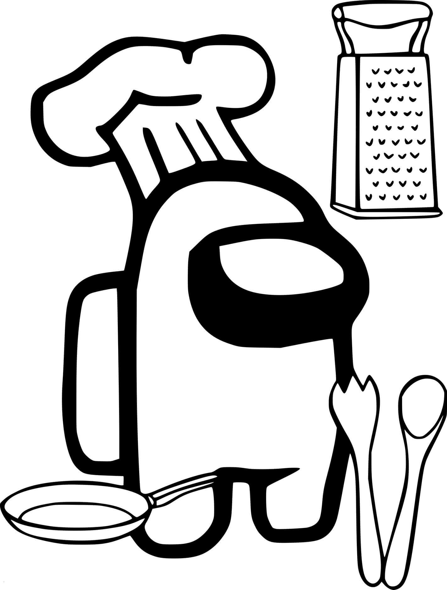 Coloriage Among Us Chef - Among us à imprimer