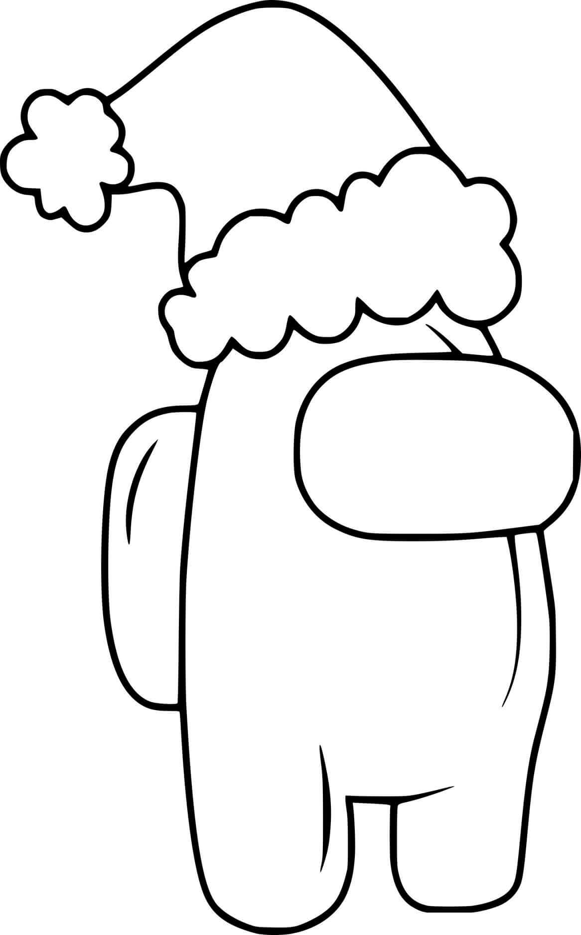 Coloriage Among Us - Personnage avec bonnet de Noël - Among us à imprimer