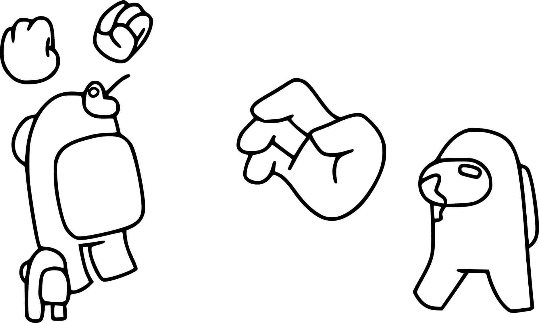 Coloriage Among Us Fight - Among us à imprimer
