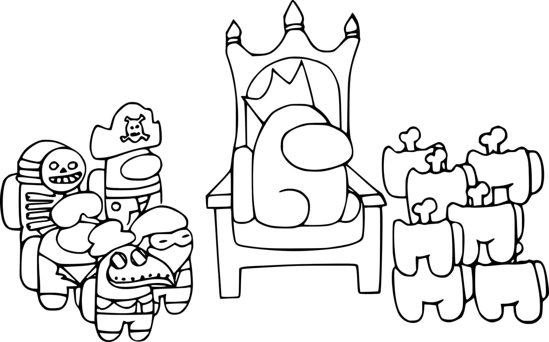 Coloriage Among Us King And Others - Among us à imprimer