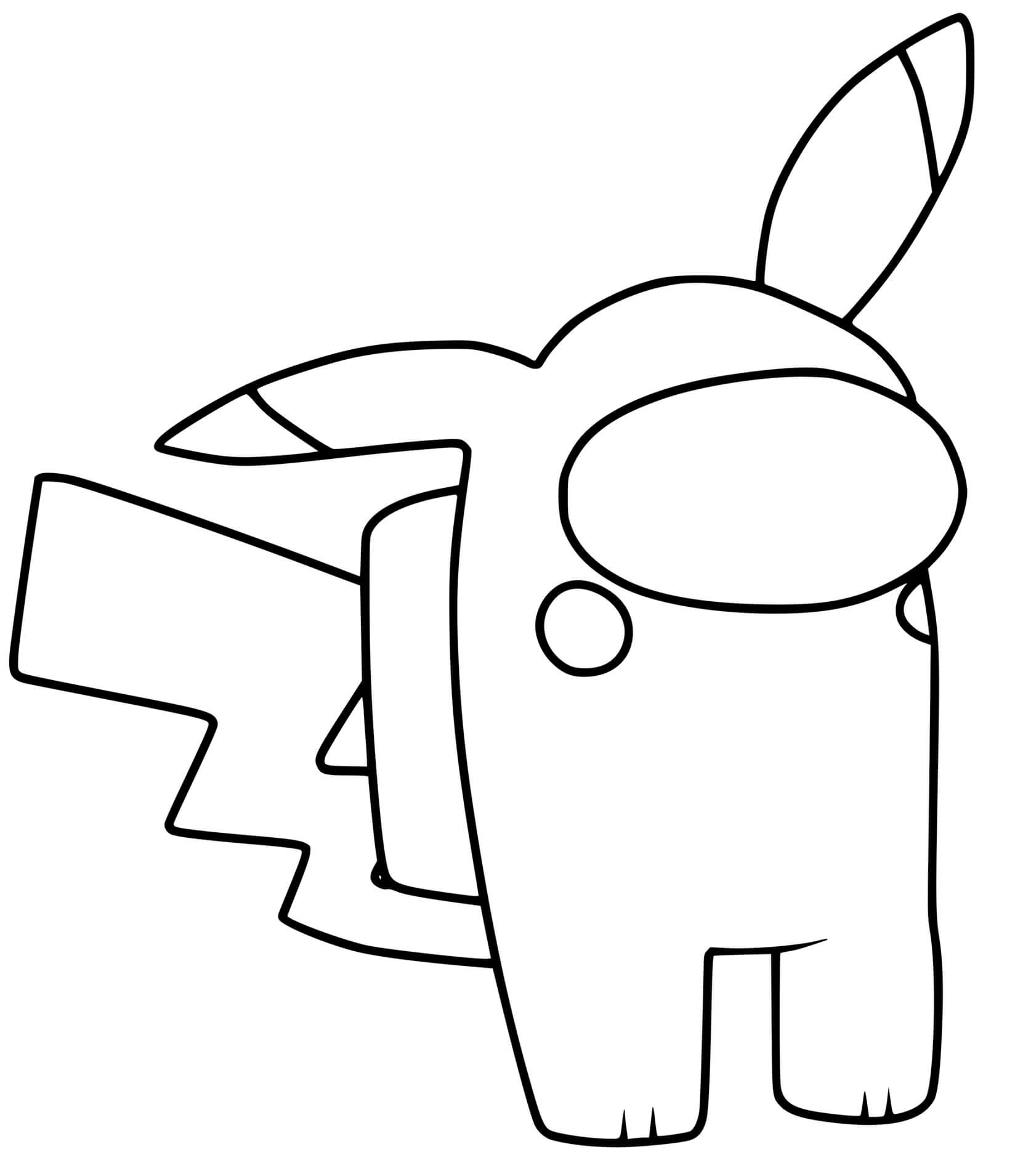 Coloriage Among Us Pikachu Pokemon - Among us à imprimer