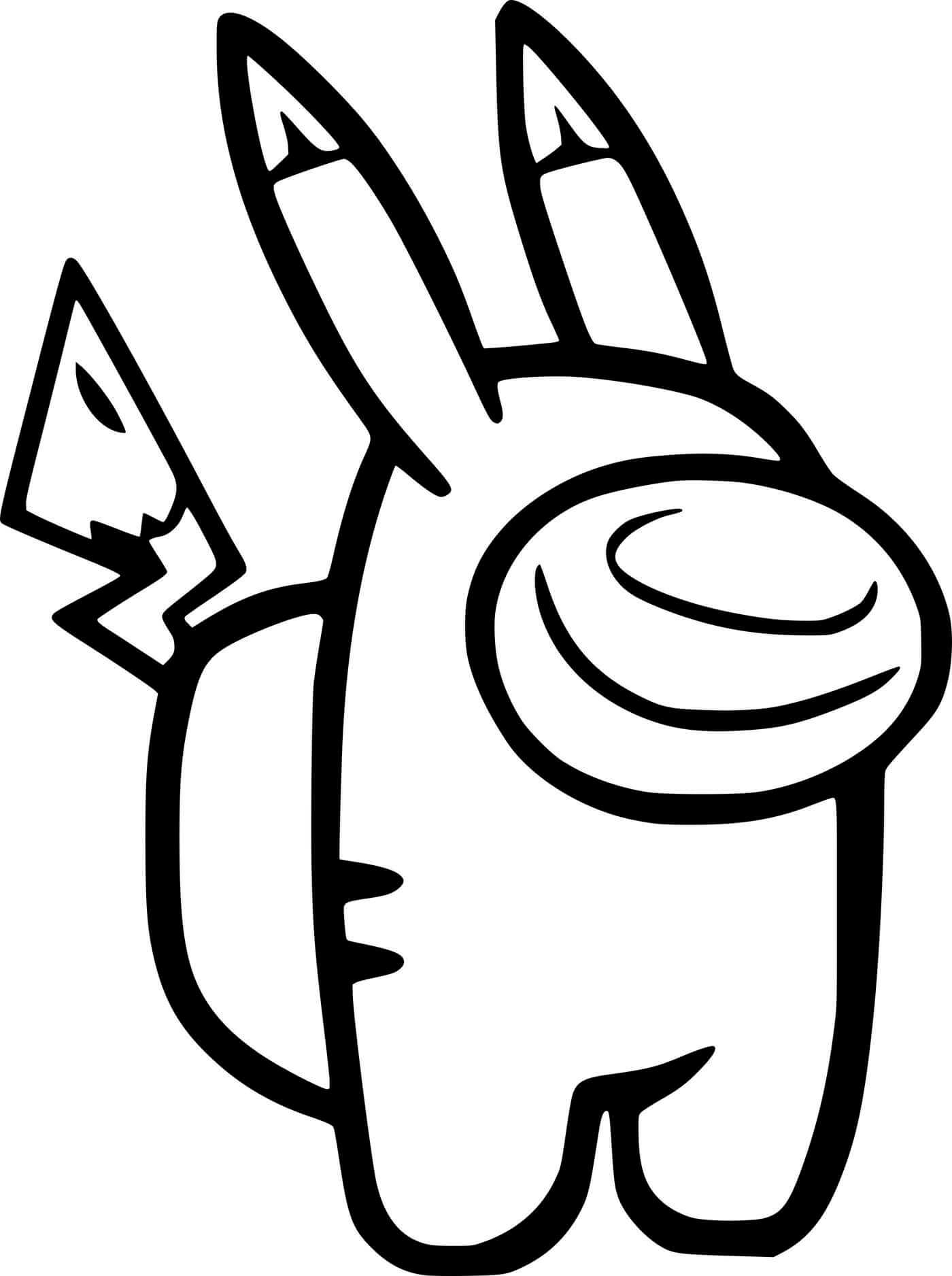 Coloriage Among Us Pikachu - Among us à imprimer