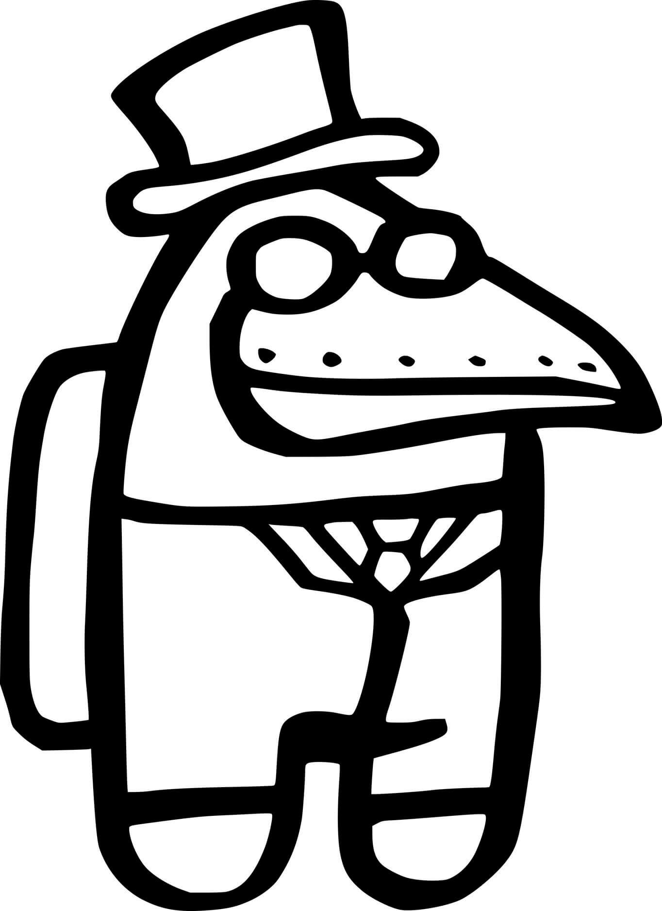 Coloriage Among Us Plague Doctor - Among us à imprimer