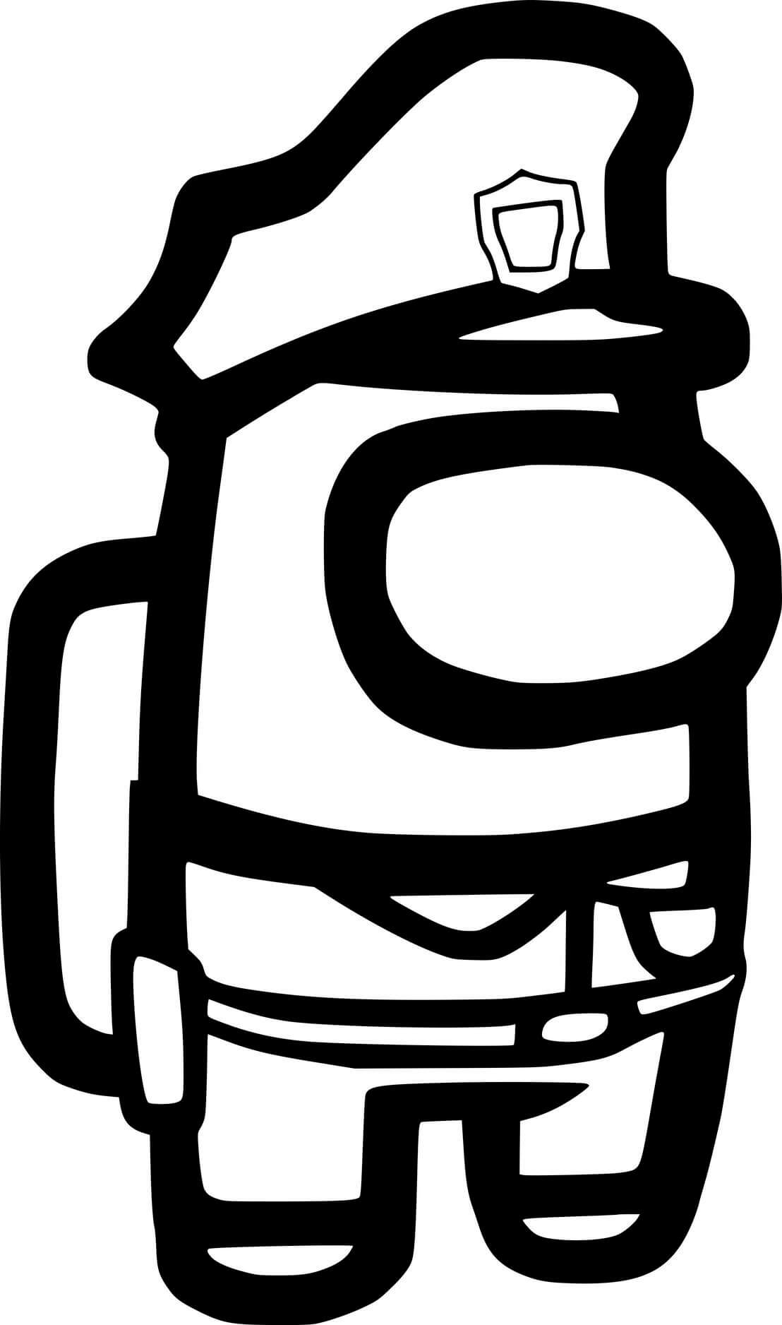 Coloriage Among Us Policeman - Among us à imprimer