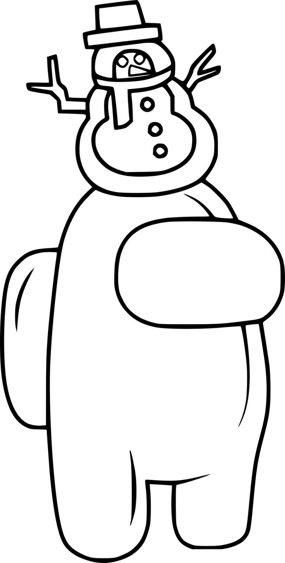 Coloriage Among Us Snowman - Among us à imprimer