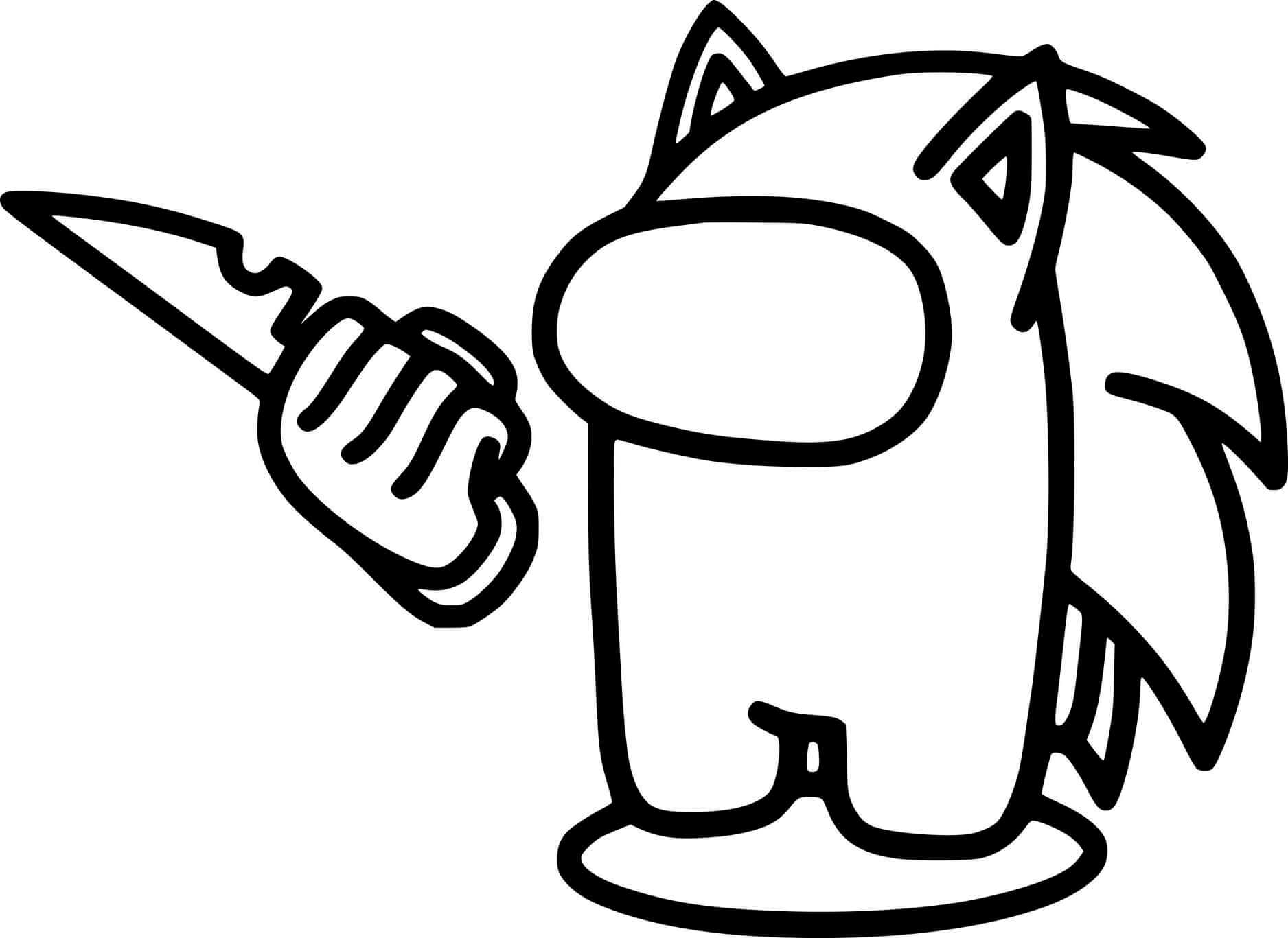 Coloriage Among Us Sonic Holds A Knife - Among us à imprimer