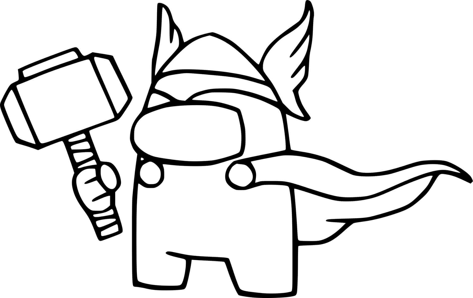 Coloriage Among Us Thor - Among us à imprimer