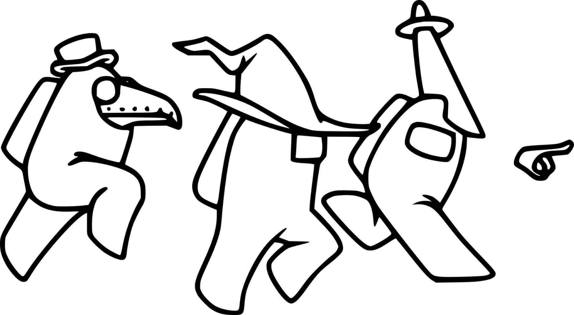 Coloriage Among Us - Trois personnages qui courent - Among us à imprimer