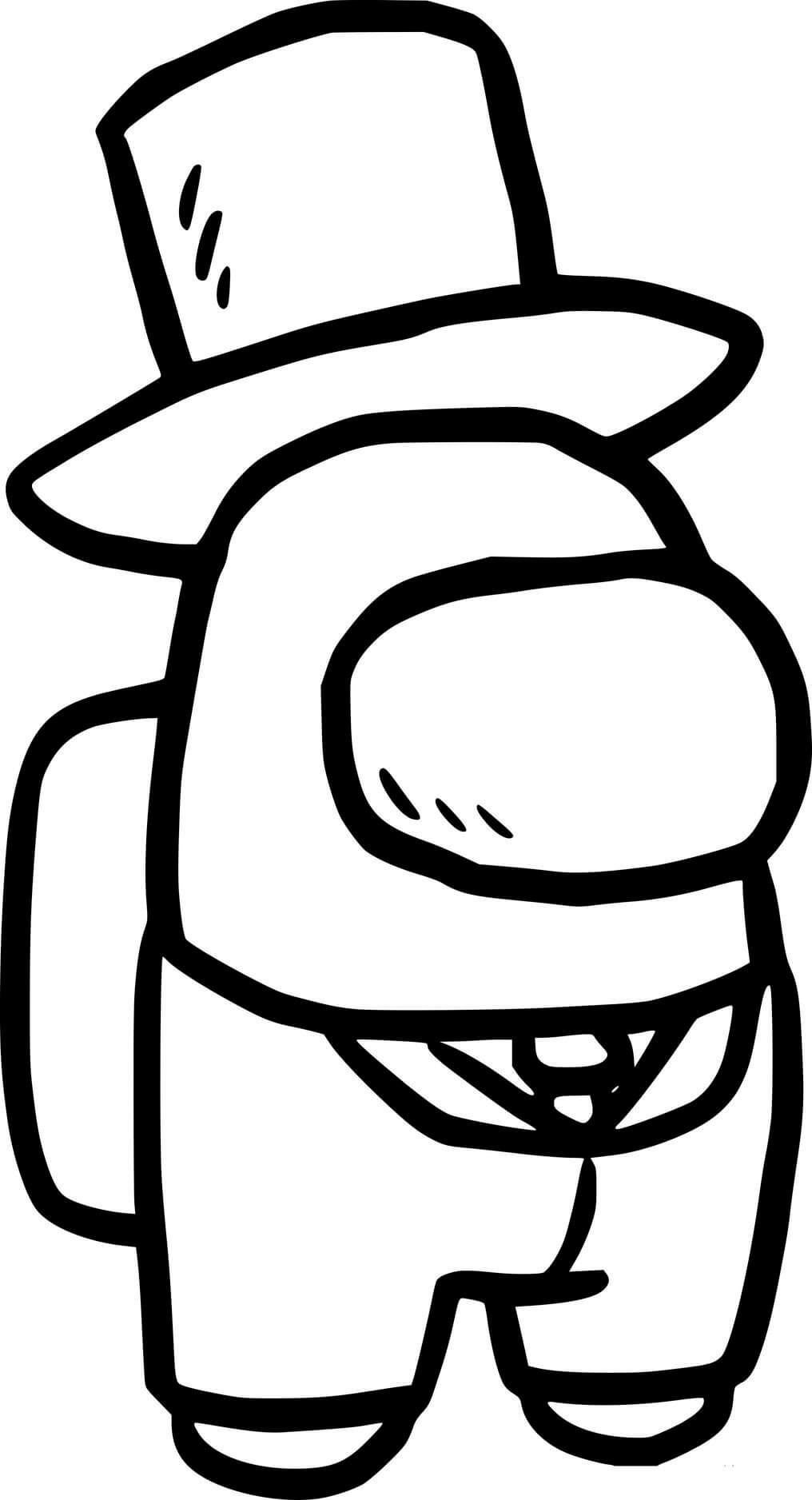 Coloriage Among Us Top Hat - Among us à imprimer