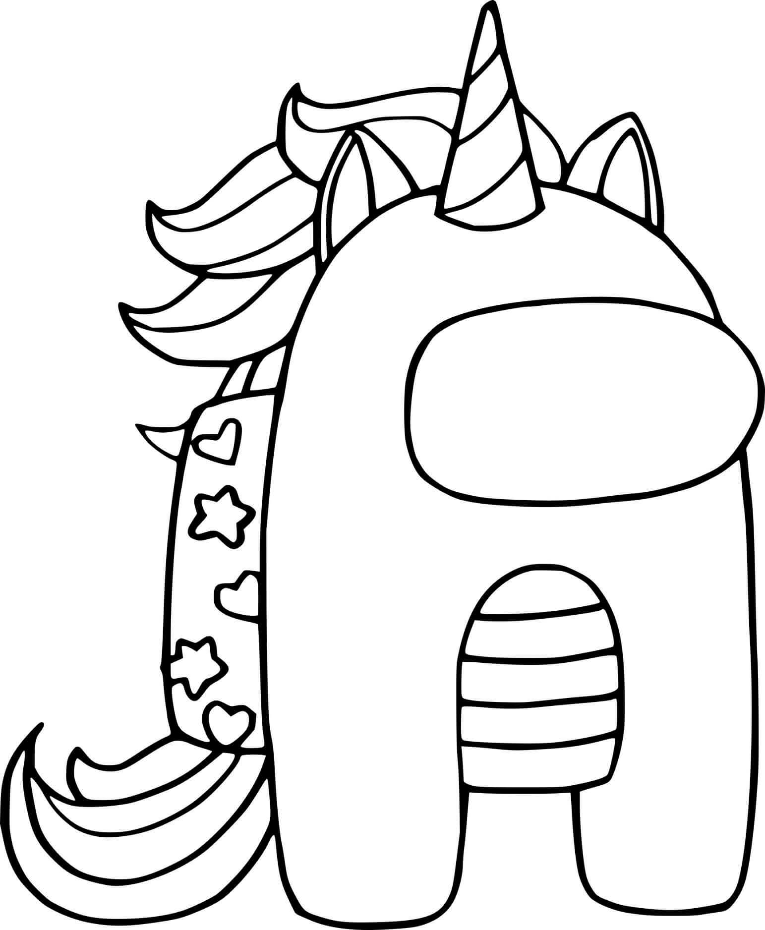 Coloriage Among Us Unicorn - Among us à imprimer