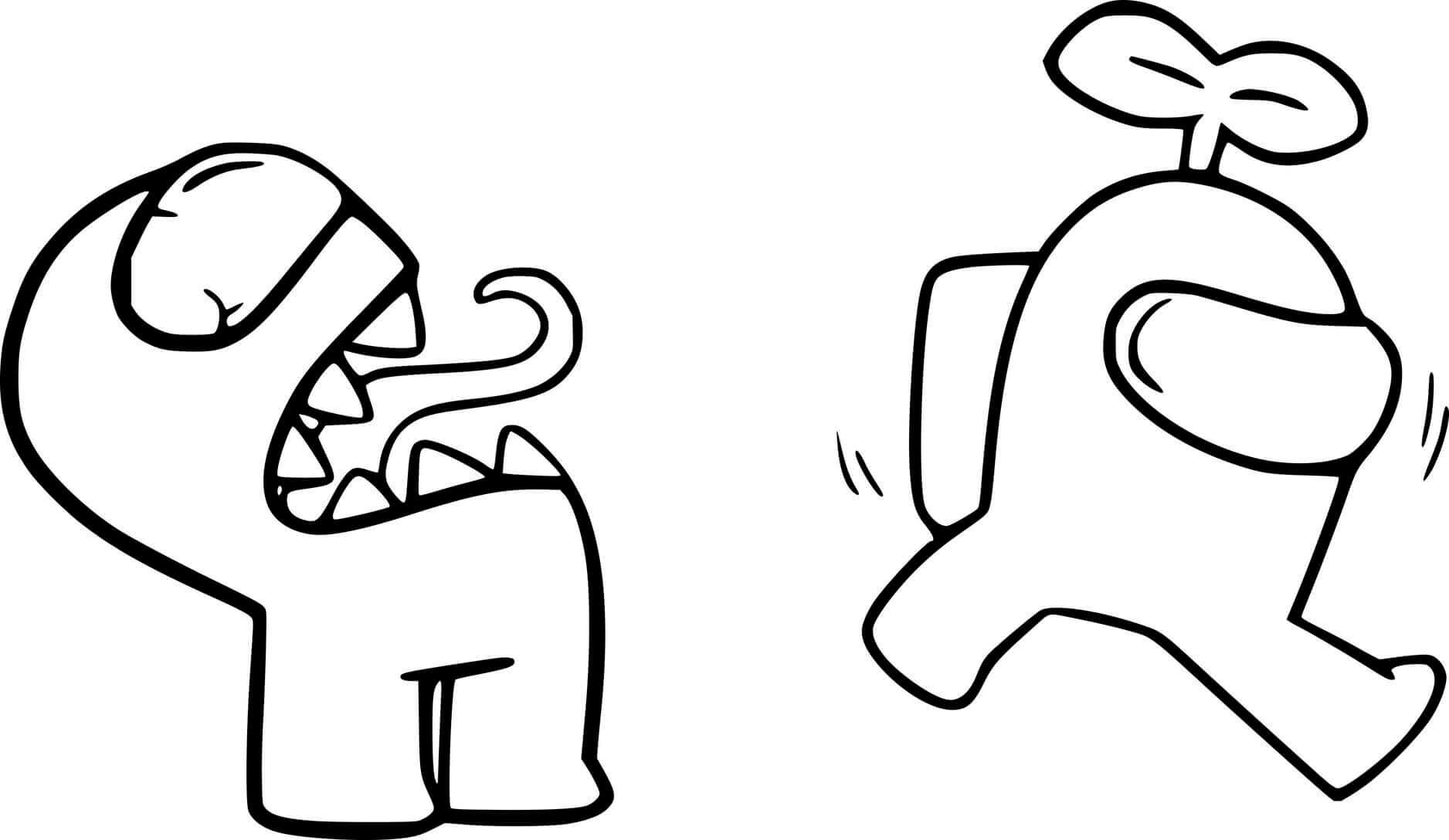 Coloriage Among Us Venom And Bud - Among us à imprimer