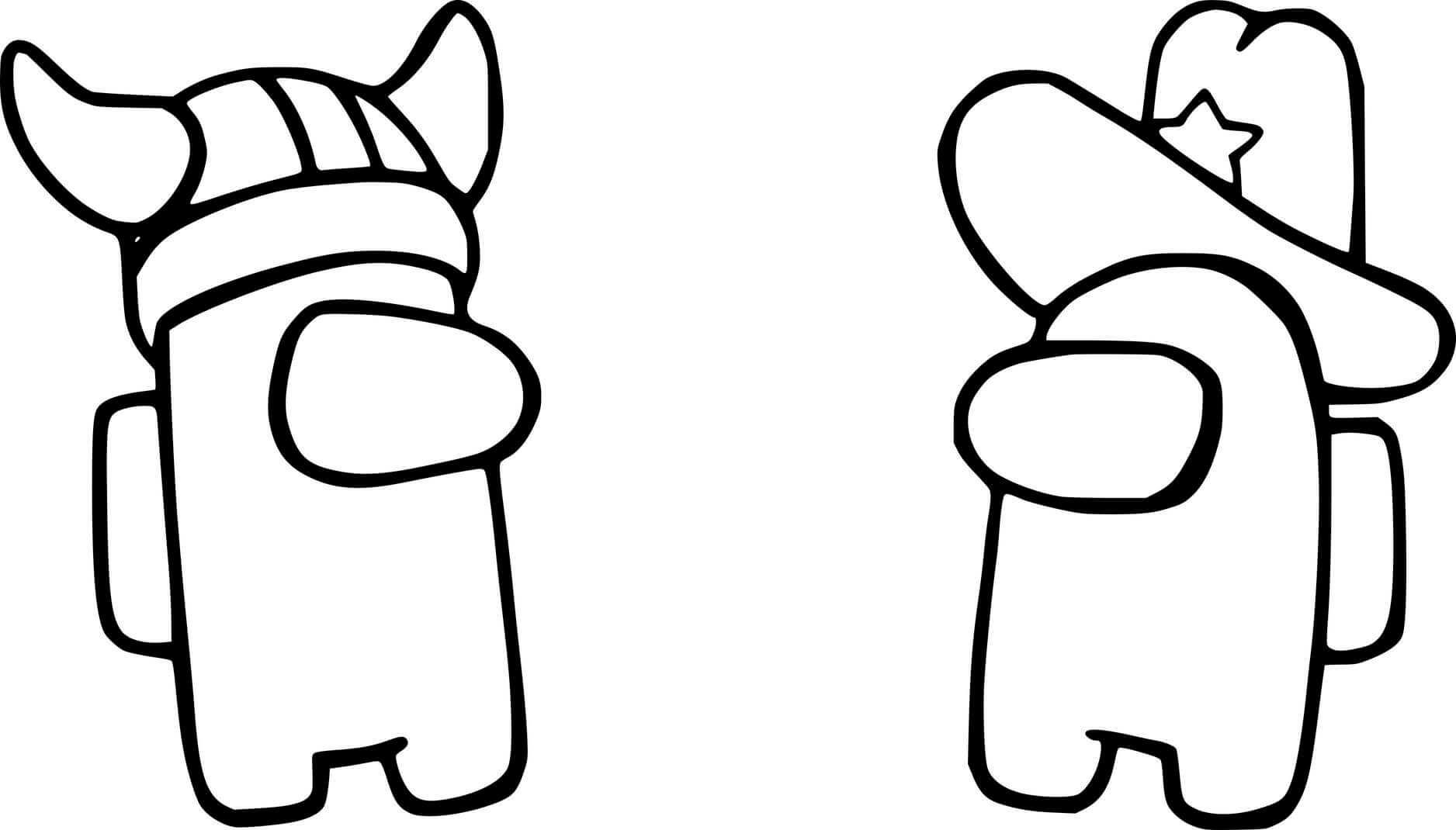 Coloriage Among Us Viking And Cowboy - Among us à imprimer