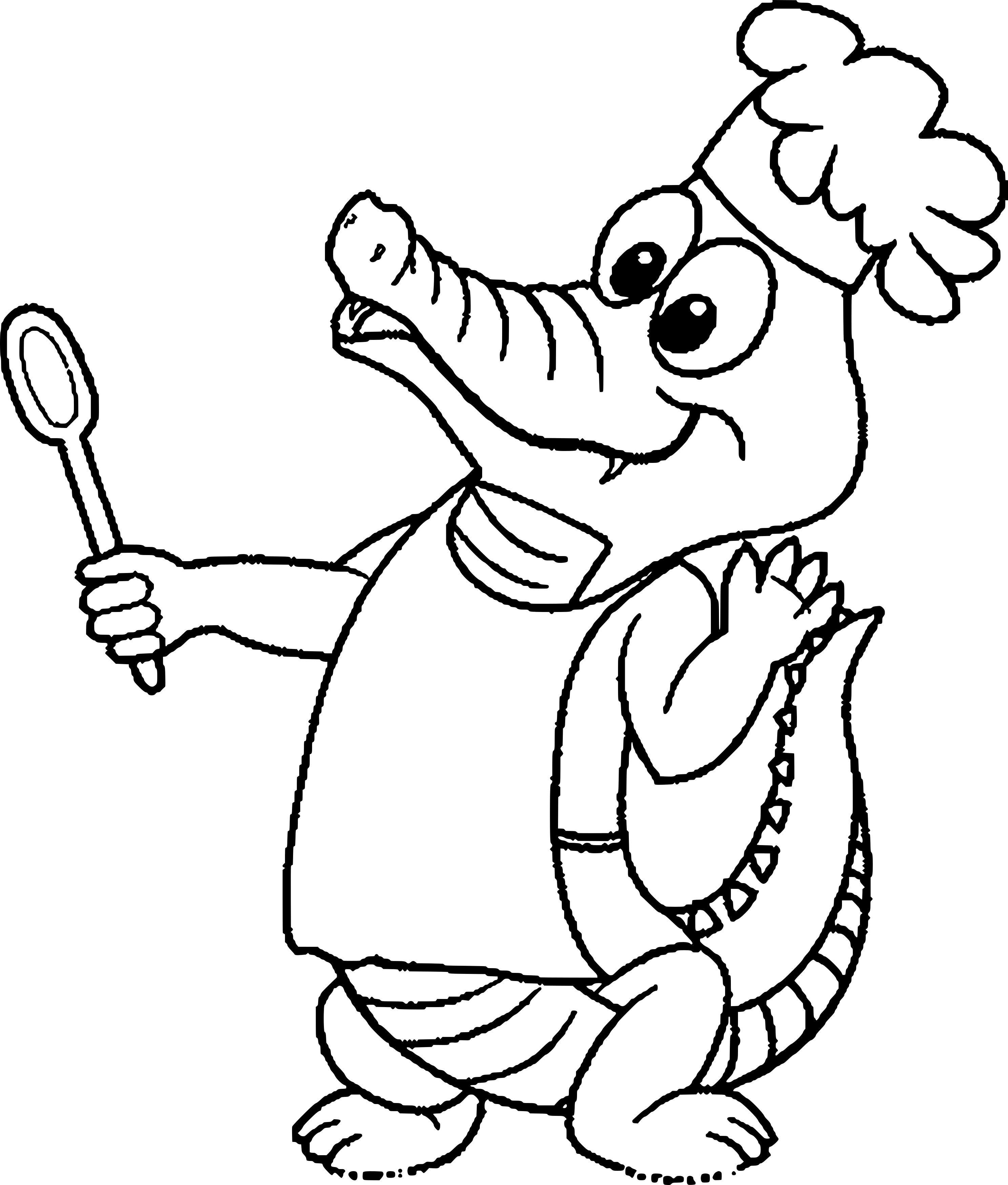 Coloriage Animaux Reptiles Crocodile Chef Cuisinier - Crocodile à imprimer