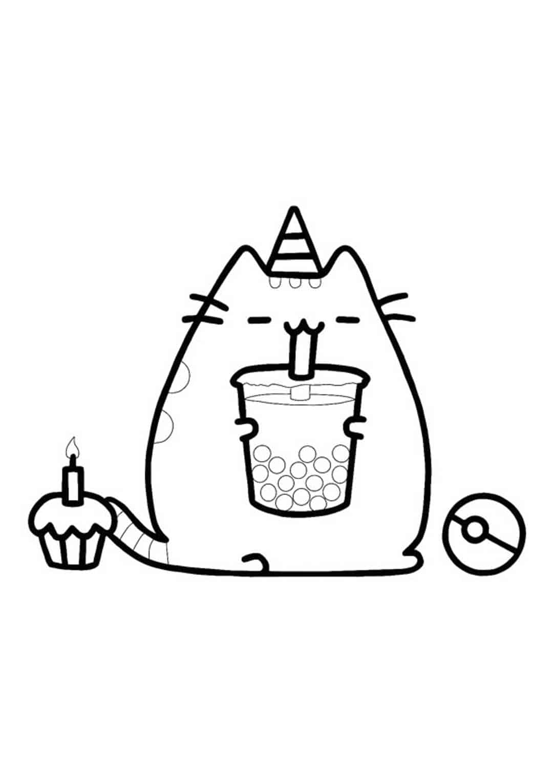 Coloriage Anniversaire De Licorne Pusheen - Licorne à imprimer