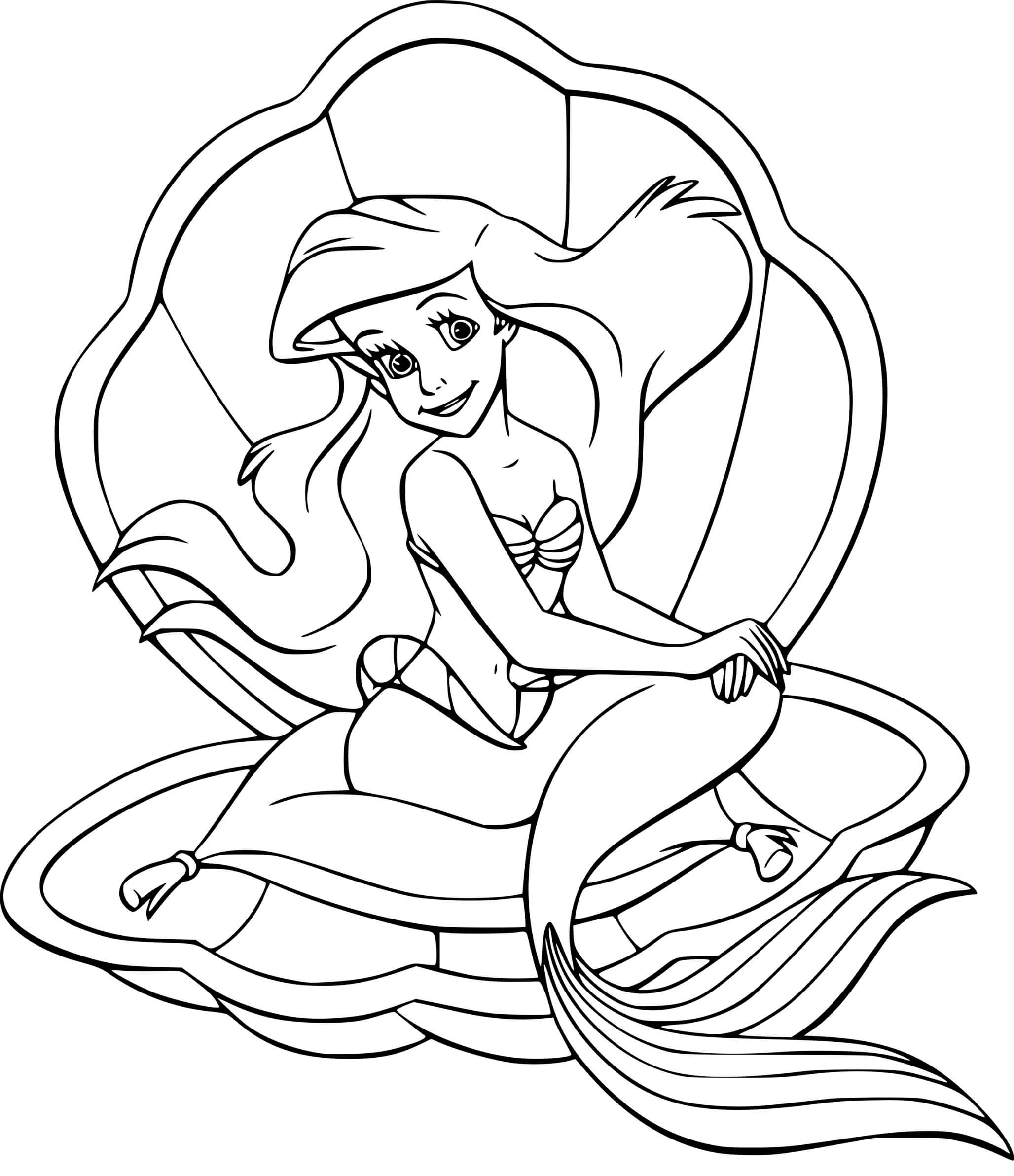 Coloriage Ariel la sirène enchantée Disney 1989 - Princesse disney à imprimer